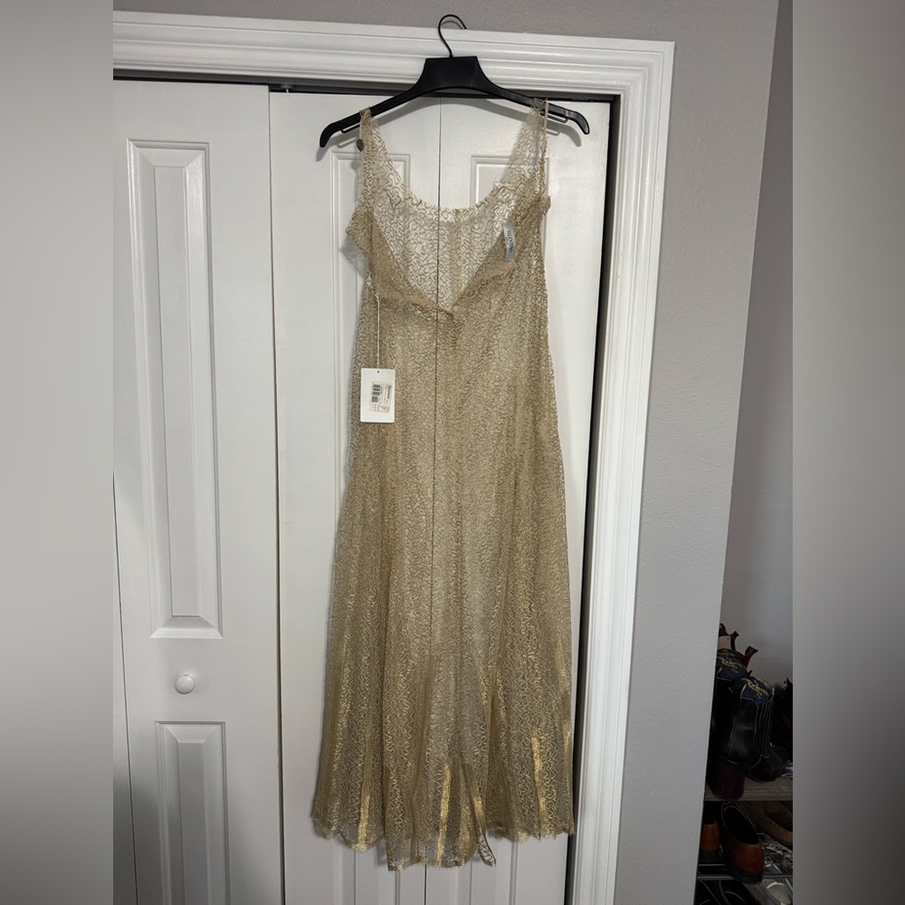 Valentino Silk Gold Lace Maxi Dress - Picture 7 of 10